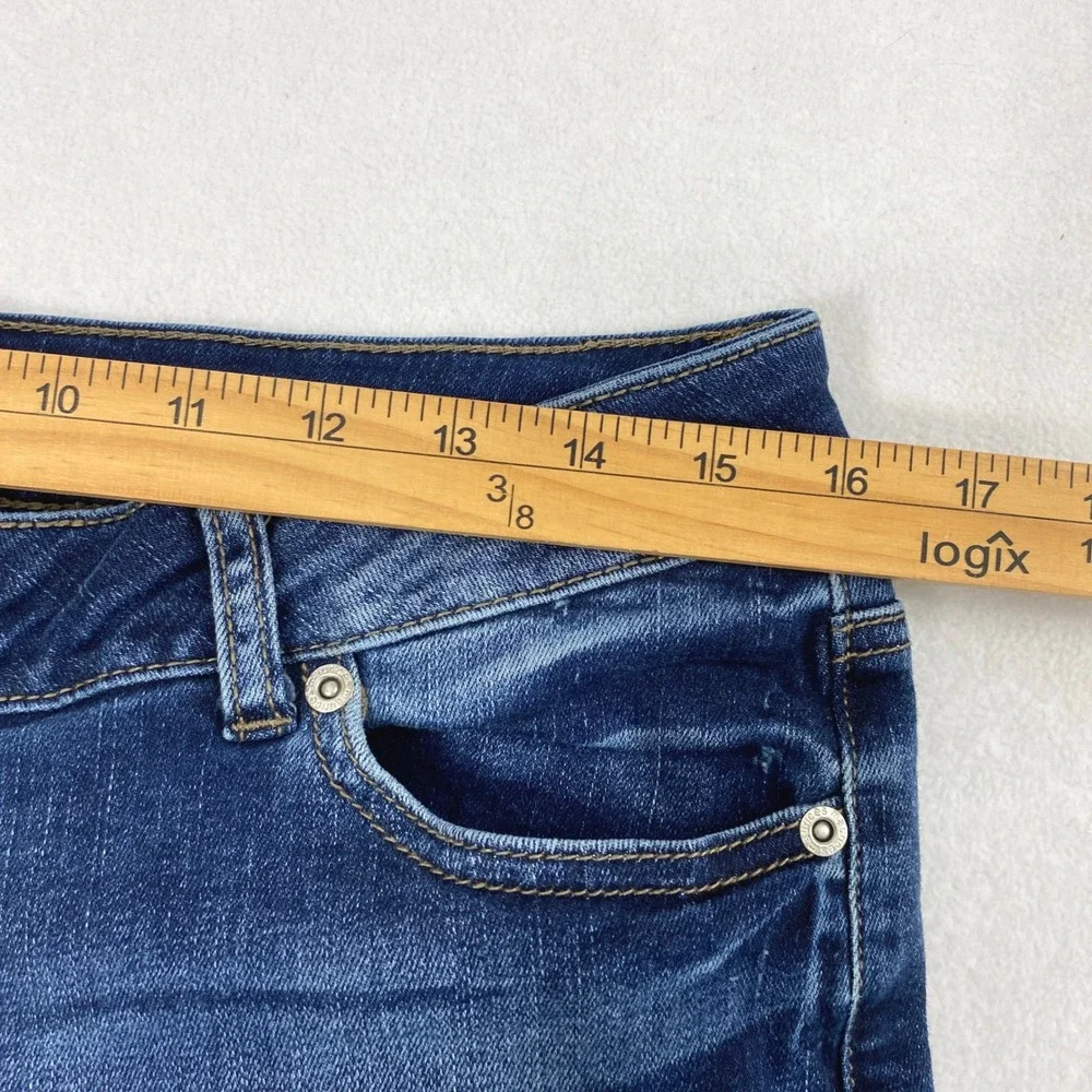 Maurices Jeans Women 7/8 Dark Wash Straight Leg Raw Hem Stretch Denim Casual